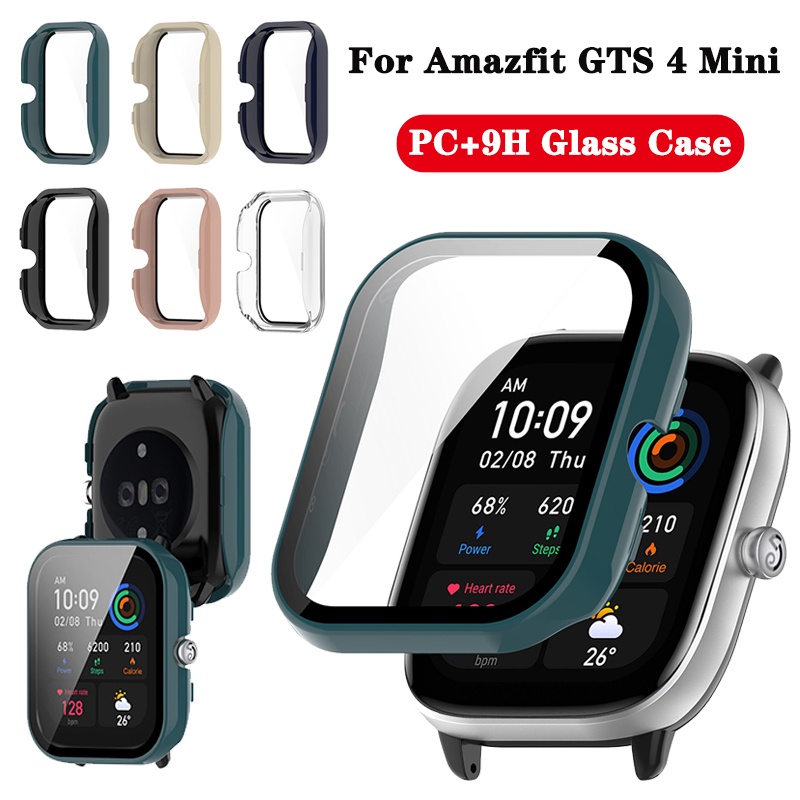 適用於華米Amazfit GTS 4 mini GTS 2mini Pc+9H玻璃一體保護殼智能手錶保護硬殼