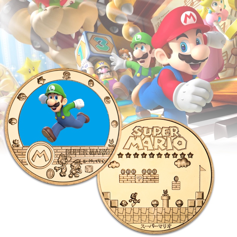 Switch Mario 超級瑪利歐 任天堂周邊 兒童卡通動漫紀念幣全套 高顏值禮盒裝生日