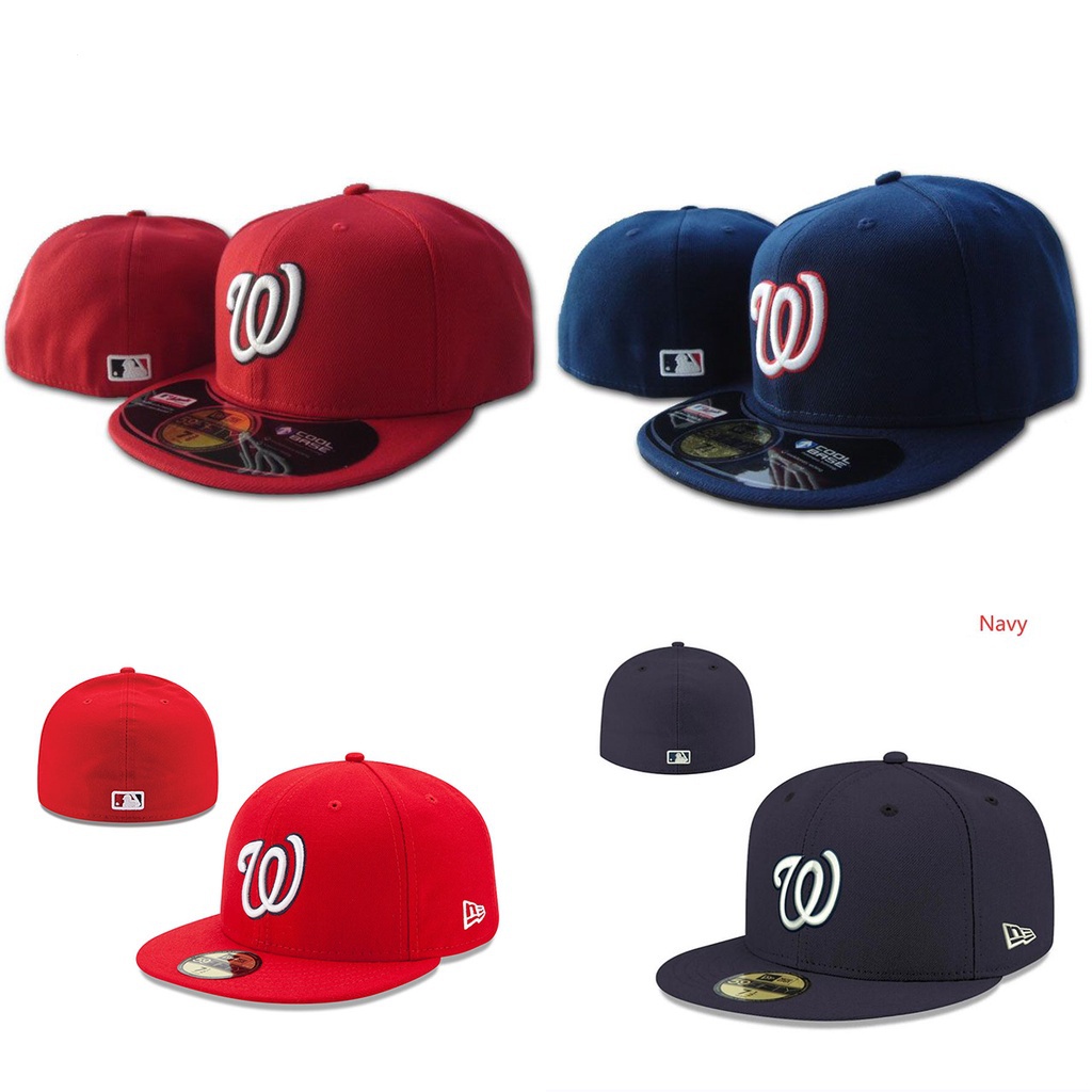 MLB Washington Nationals 華盛頓國民棒球帽 男女通用 平沿帽 嘻哈帽 運動帽 時尚 全封閉 尺寸