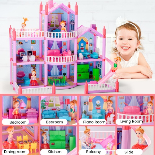 公主娃娃屋城堡玩具假裝兒童玩具兒童房子雕像玩具奴隸女孩