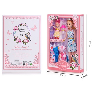 芭比風格公主娃娃套裝女孩假裝玩具帶娃娃和配件兒童禮物