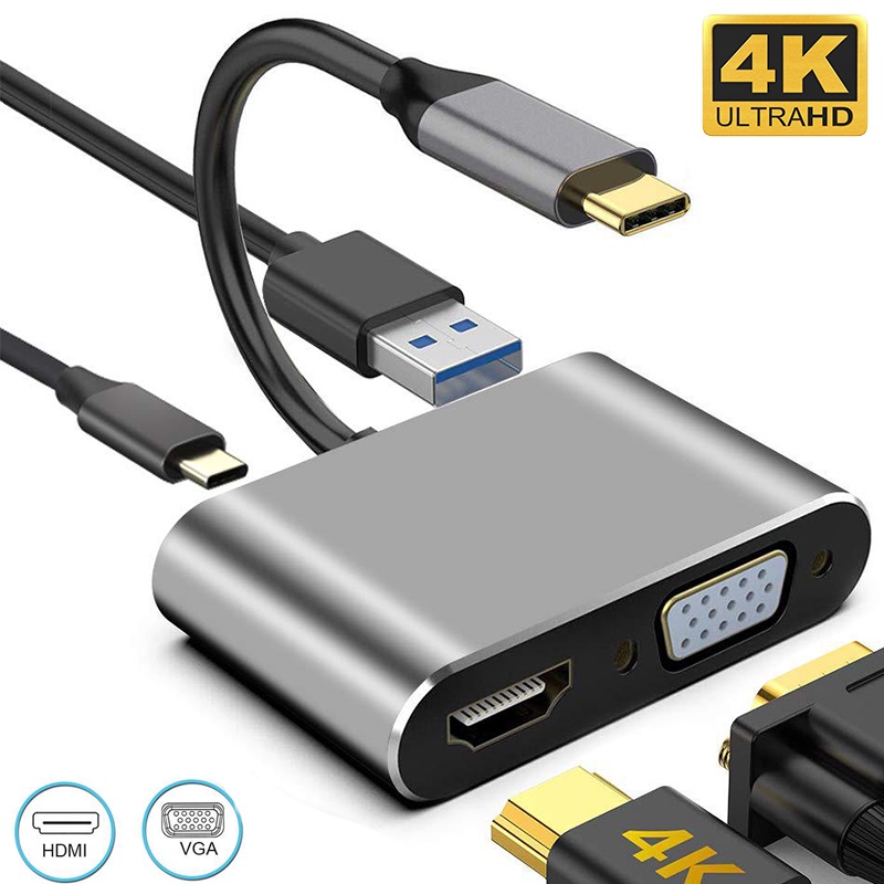 SAMSUNG 4 合 1 USB c HDMI Type c 轉 HDMI 4K 適配器 VGA USB3.0 音頻視