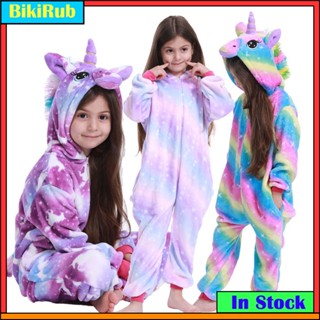 Kigurumi 女孩男孩卡通睡衣兒童獨角獸縫線皮卡丘連體衣動物法蘭絨睡衣