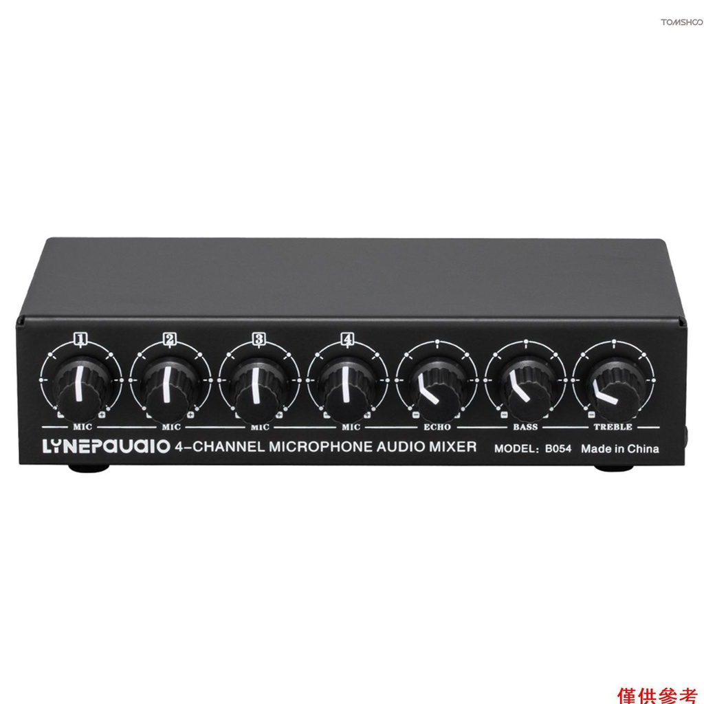 Lynepauaio 4 通道麥克風混音器支持立體聲輸出迷你音頻混音器,帶混響高音和低音調節[16][新到貨]