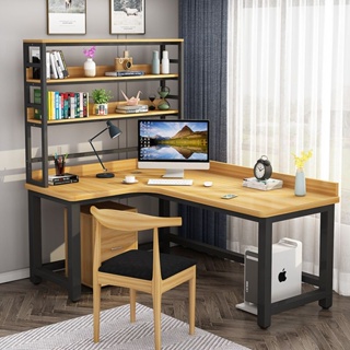 電腦桌 台式拐角桌 辦公桌 電腦桌 現代簡約家用卧室桌子 學生書桌 書櫃書架組桌 合一體桌024