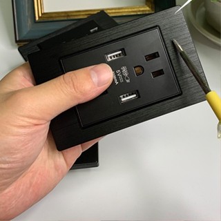 （現貨快速出貨）黑色鋁拉絲系列 臺灣專用牆壁開關插座 電燈開關 110V Type-c 20W超級快充插座 2年保固