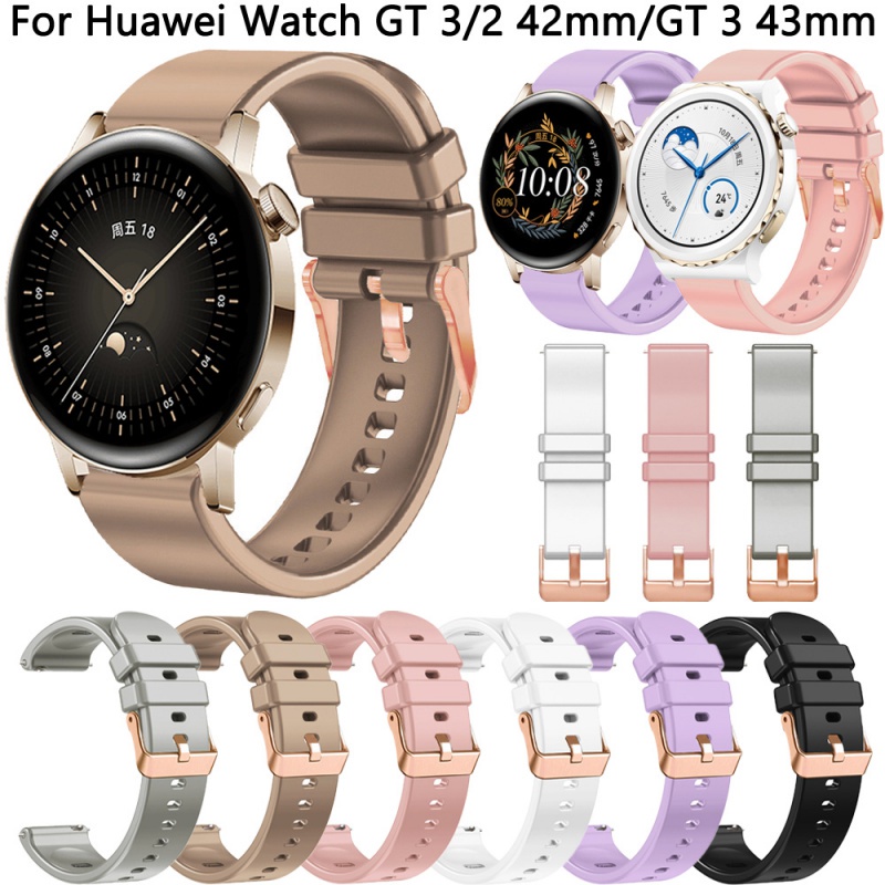 20 毫米替換錶帶適用於華為 Watch GT 3 GT3 Pro 43 毫米矽膠錶帶華為手錶 GT 2 GT2 Pro