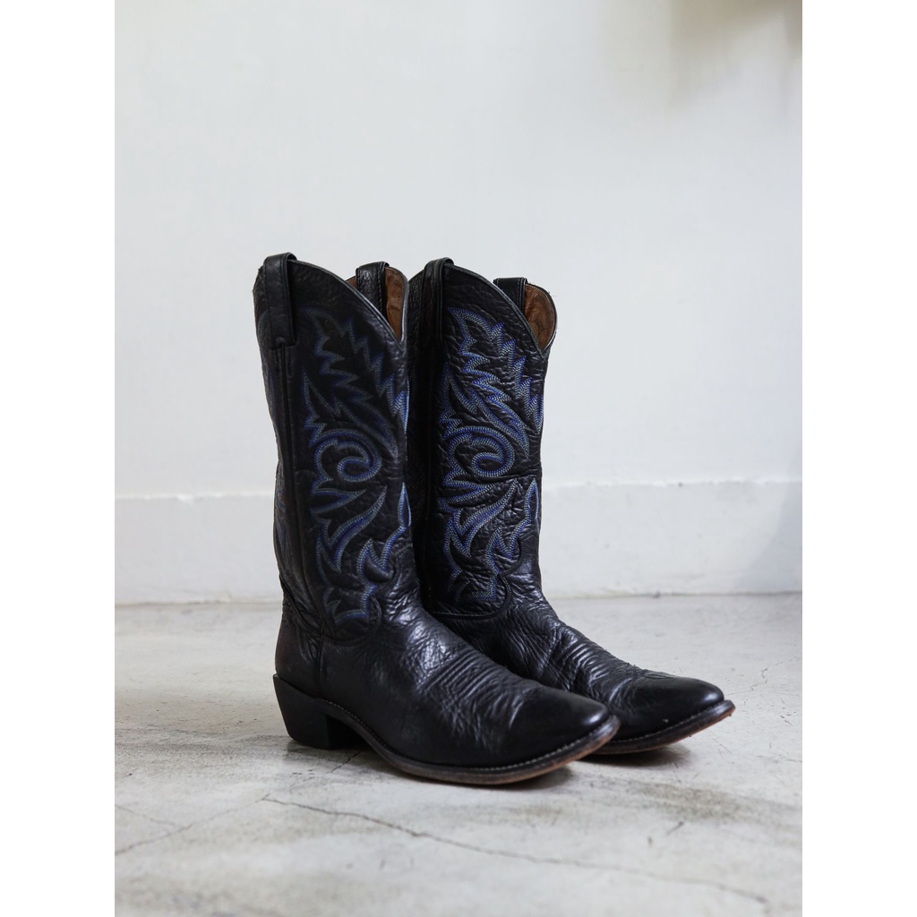 JUSTIN Classic Blue Embroidered Cowboy Boots 經典藍色刺繡西部靴