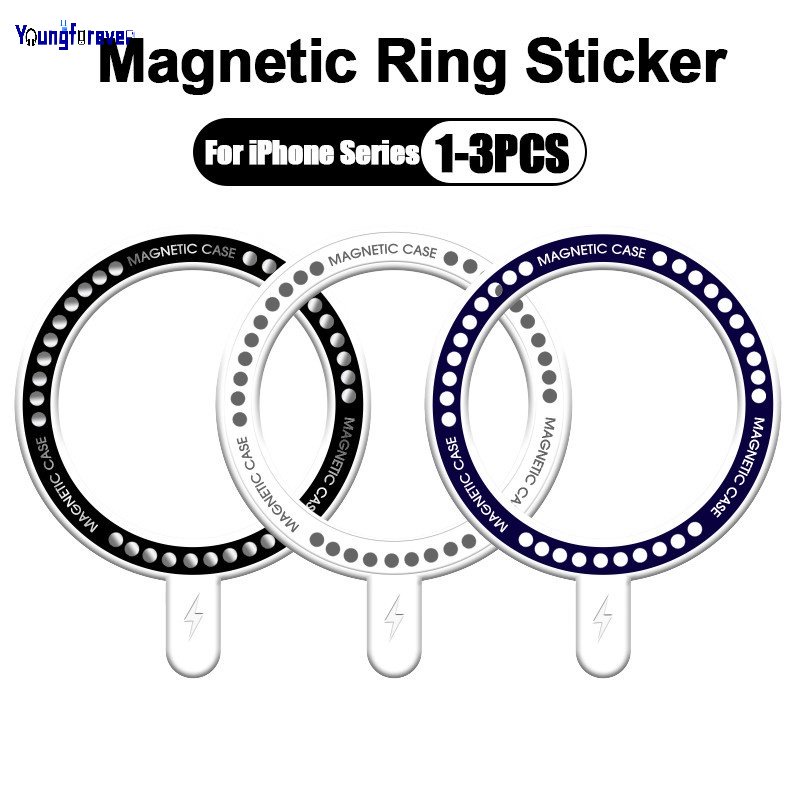 3 件裝新環適用於 Magsafe 磁性無線充電器通用金屬貼紙磁鐵車載支架貼片適用於 iPhone 14/13/12 系