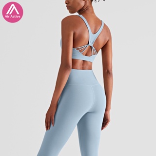 Air Active 新款健身服套裝女防震美背交叉內衣+高腰束腹提臀緊身長褲兩件套運動瑜伽套裝