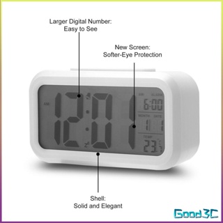 時鐘方形 LED 顯示屏數字電子鬧鐘背光溫度控制時間日曆溫度計時鐘 [C/11]