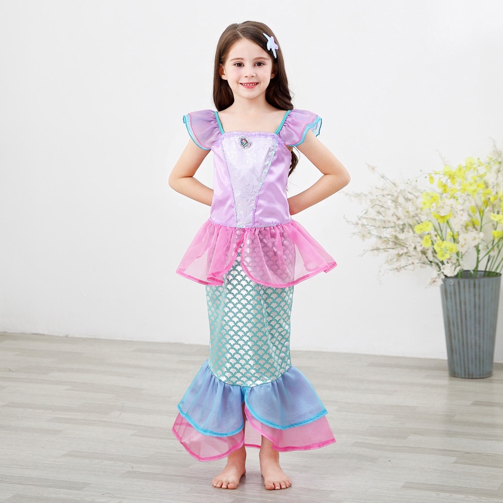 童裝美人魚洋裝女童公主裙子兒童萬聖節服裝