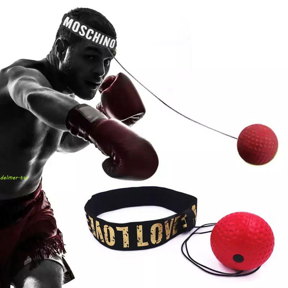 DELMER帶繩子的拳擊球PU散打培訓沙袋健身器材手眼反應快速打孔球鍛鍊頭戴式拳擊反射球