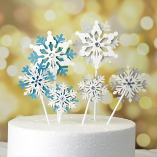 10 件套亞克力聖誕雪花蛋糕裝飾冰公主紙杯蛋糕裝飾兒童生日快樂派對蛋糕裝飾聖誕節