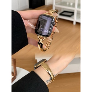 百搭金屬手鐲錶帶 適用於 Apple Watch S8/Ultra/7/6/se2/4智能蘋果手錶錶帶配件