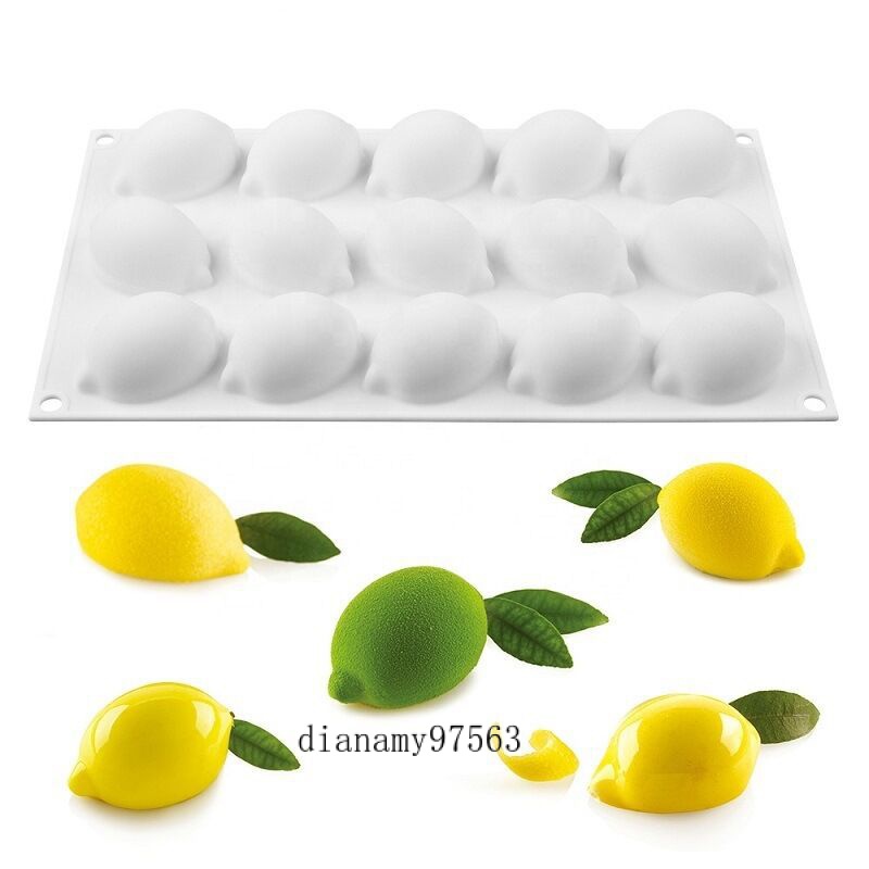 現貨  新款15連檸檬水果法式慕斯蛋糕模具 DIY巧克力夾心香皂蠟燭模具 矽膠模具