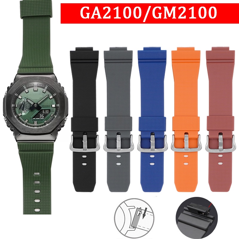 16 毫米橡膠錶帶適用於卡西歐 G-SHOCK YOUTH 系列 GA2100 GM2100 快速釋放防水運動錶帶更換零