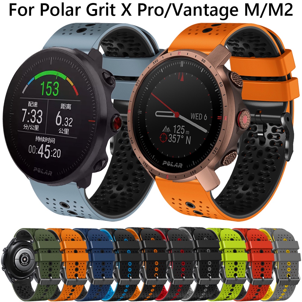 22mm手錶錶帶博能Polar Grit X Pro Titan Vantage M/M2矽膠錶帶軟腕帶運動錶帶