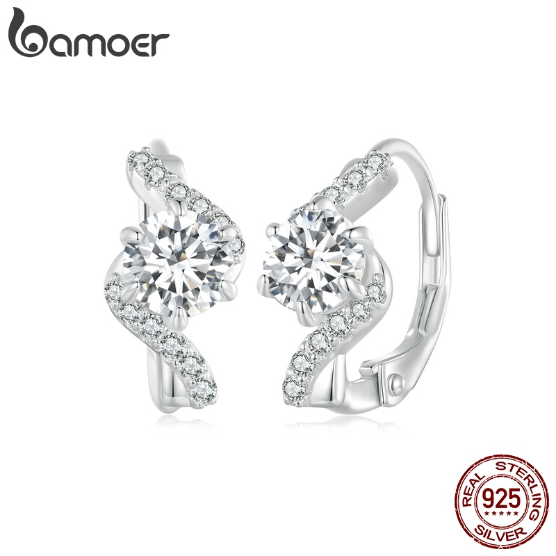 Bamoer 銀 925 0.5 克拉莫桑石耳環 D 色 VVS1 時尚首飾女士禮物