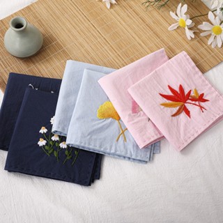 【花朵刺繡手帕】diy手工刺繡材料包 手帕系列楓葉銀杏花卉針線套裝 新手初學簡易刺繡套件