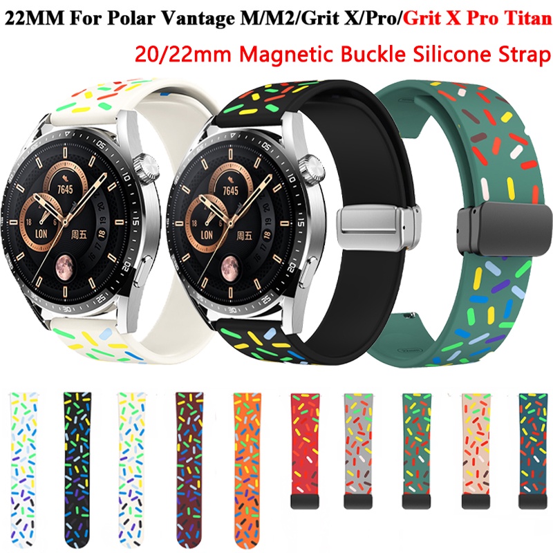 Polar Grit X Pro Titan 磁性扣錶帶 Vantage M/M2 腕帶手鍊替換 22 毫米矽膠錶帶