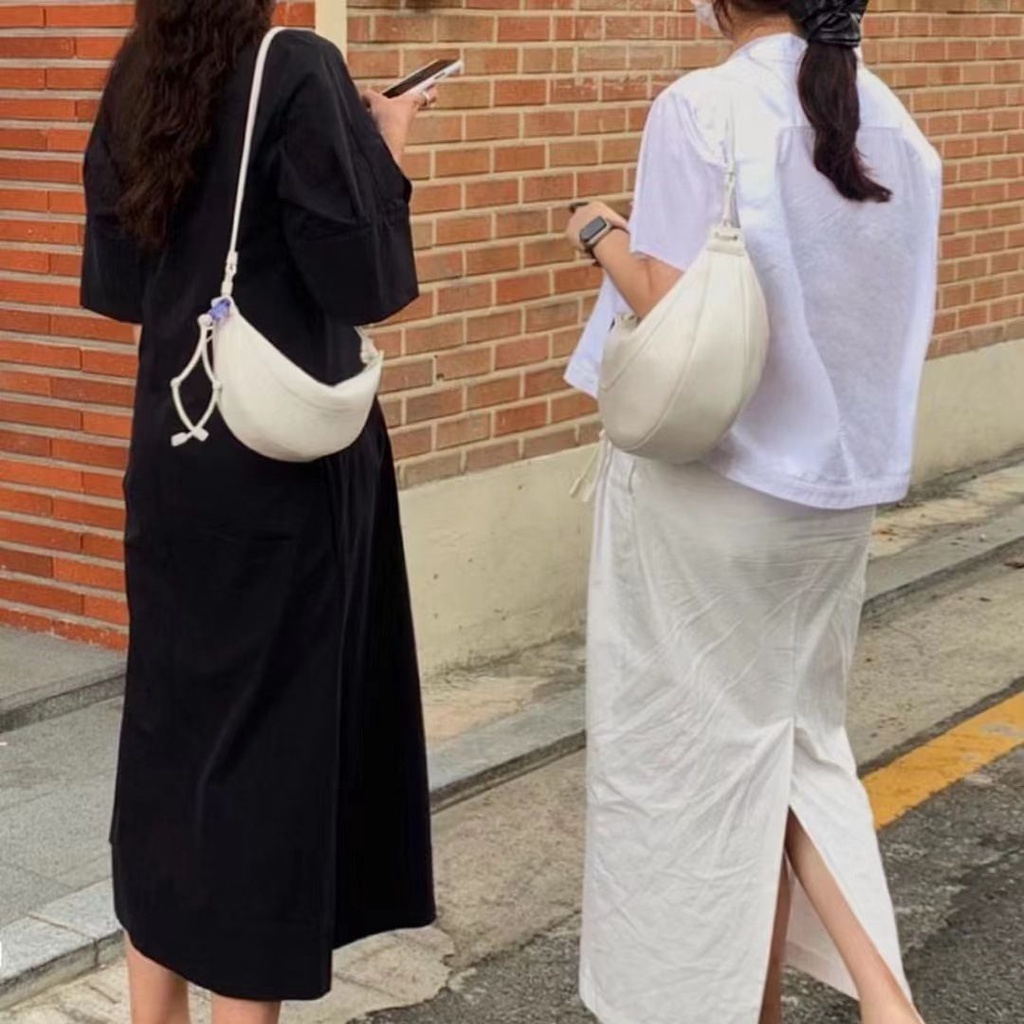 【SR-STUDIO】archivepke 韓國 小眾 設計師 羊皮 單肩 斜挎 女包 半月包 可頌包