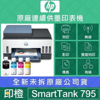 【含發票上網登錄換贈品】HP Smart Tank 795 四合一多功能 自動雙面/無線/傳真原廠連供印表機