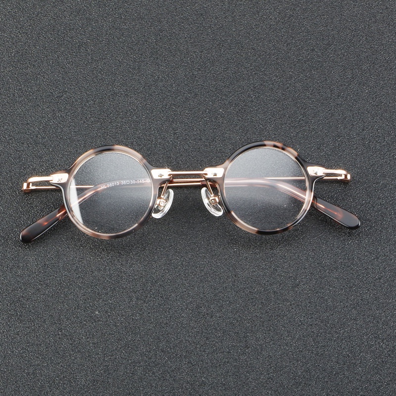 新款藝文復古小圓框眼鏡架時尚個性板材眼鏡框可配鏡