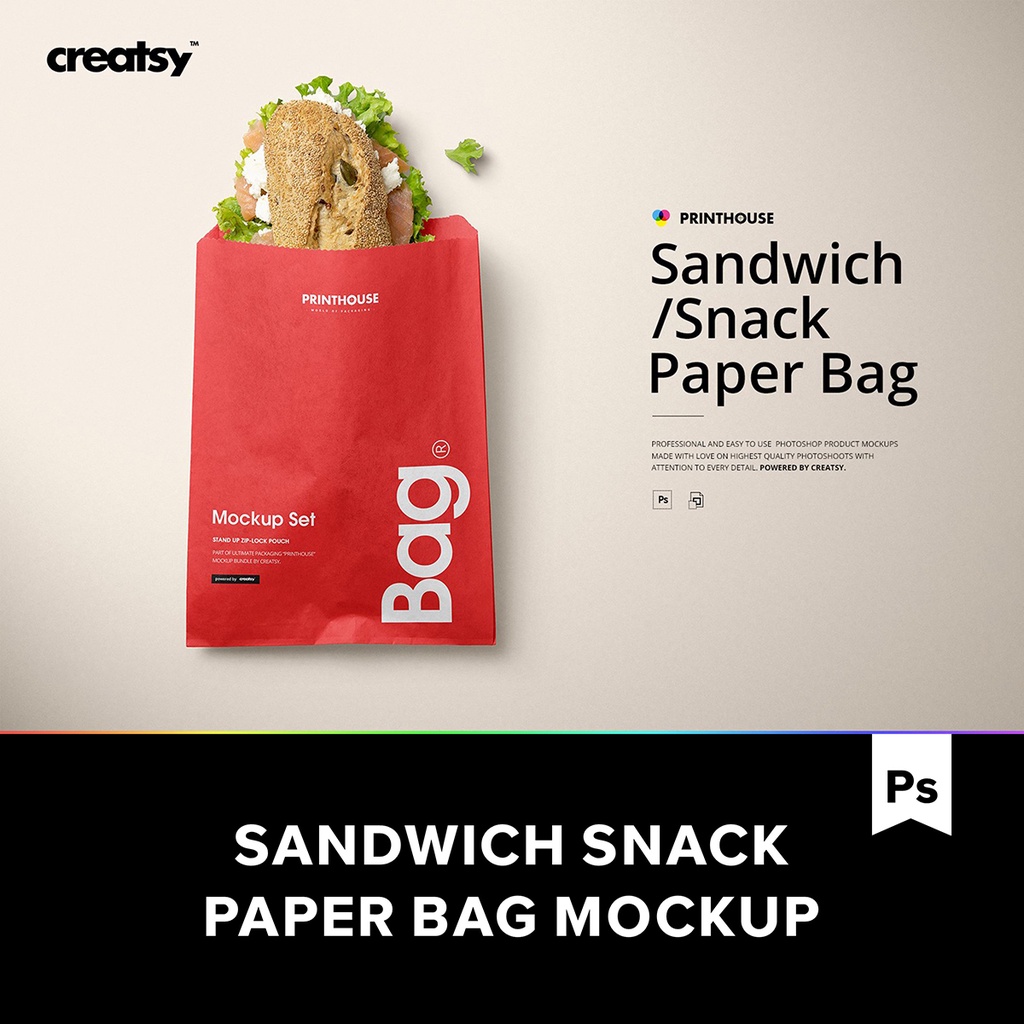 14款美式速食小食包裝紙袋設計展示Ps貼圖樣機素材