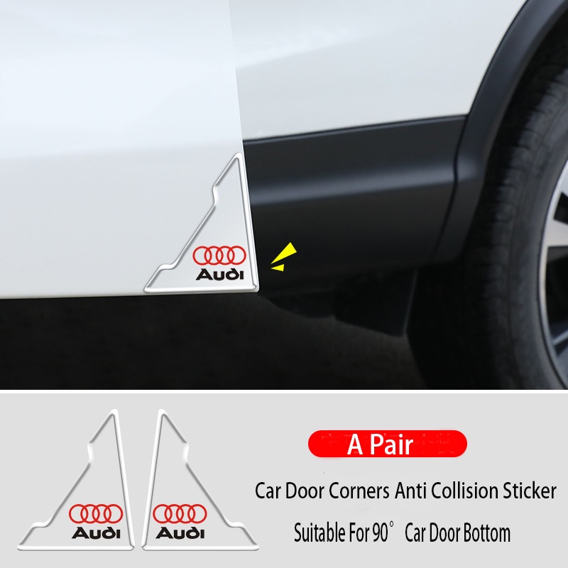 奧迪2件/套車門角防撞貼紙矽膠保護條適用於Audi TT mk2 A5 A4 B7 B8 B5 A6 C7 C6 A3