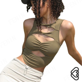 Fenin運動背心女透氣個性鏤空帶襯墊戶外跑步訓練瑜伽內衣fvb140b