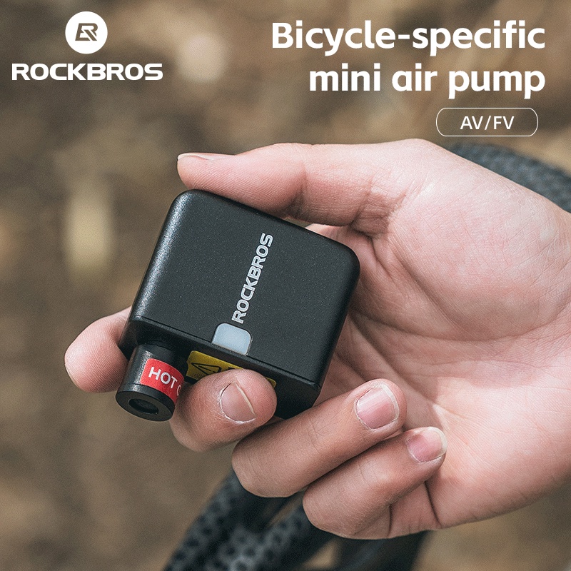 Rockbros 迷你電動氣泵便攜式高壓 100 PSI AV/FV Type-c 可充電燈 MTB 公路自行車騎行配件