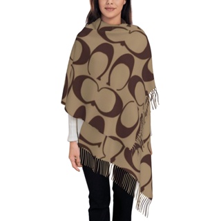 Coac H 女士冬季保暖披肩圍巾仿羊絨毛絨流蘇圍巾(垂直)