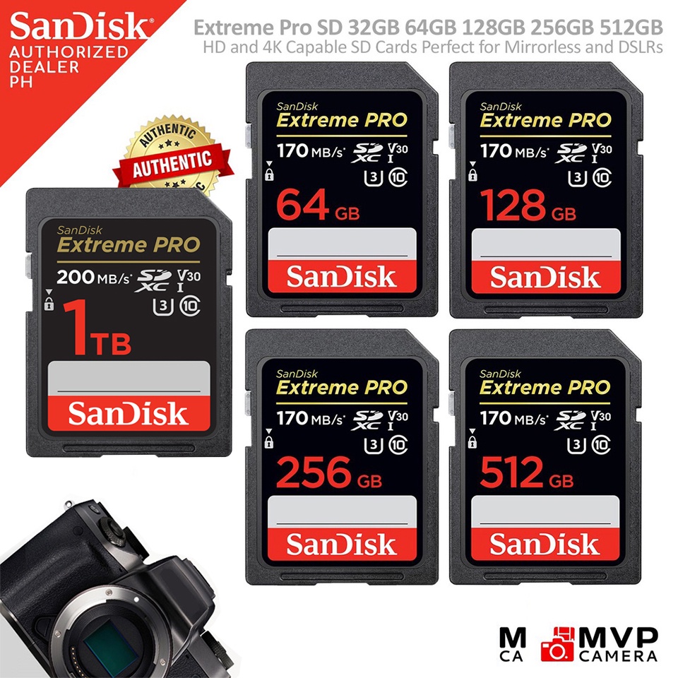 SANDISK 閃迪 Extreme Pro SD 卡 32GB 64GB 128GB 256GB 512GB 1TB