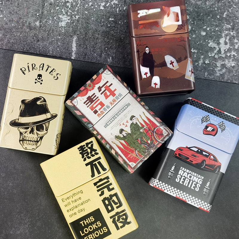 DIY個性創意金屬煙盒 金屬香煙鐵盒 馬口鐵菸盒 20支裝煙盒 粗支煙盒 翻蓋煙盒 金屬煙菸盒