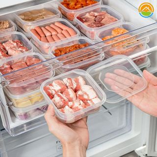 透明pvc冷凍肉收納盒/方形冰箱蔬菜水果容器/廚房保鮮盒