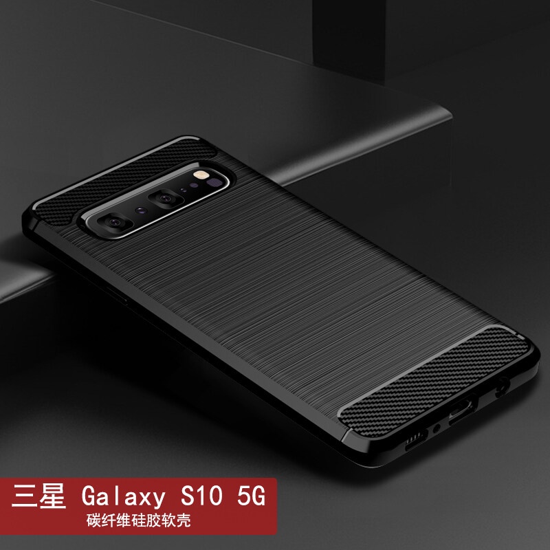 SAMSUNG 三星 Galaxy S10 5G 手機殼 SamsungS10 碳纖維 TPU 軟矽膠後蓋 Armor