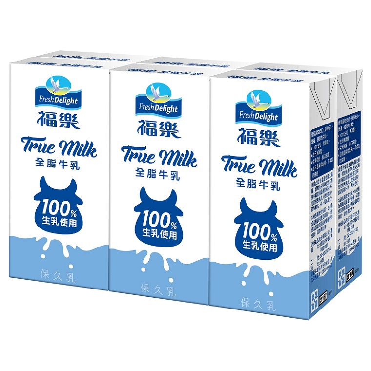 福樂 全脂牛乳100%生乳(200mlX6包/組)[大買家]