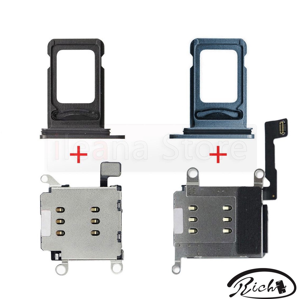 適用於 iPhone 12 Pro Max Sim 卡托盤插槽支架適配器插座連接器更換的雙 Sim 卡讀卡器排線