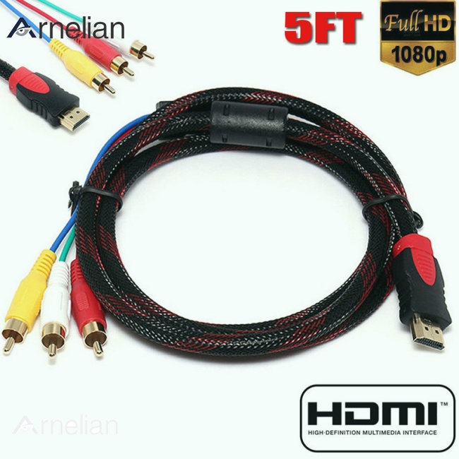 Arnelian HDMI 兼容轉 3-RCA 視頻音頻 AV 分量轉換器適配器電纜,適用於高清電視