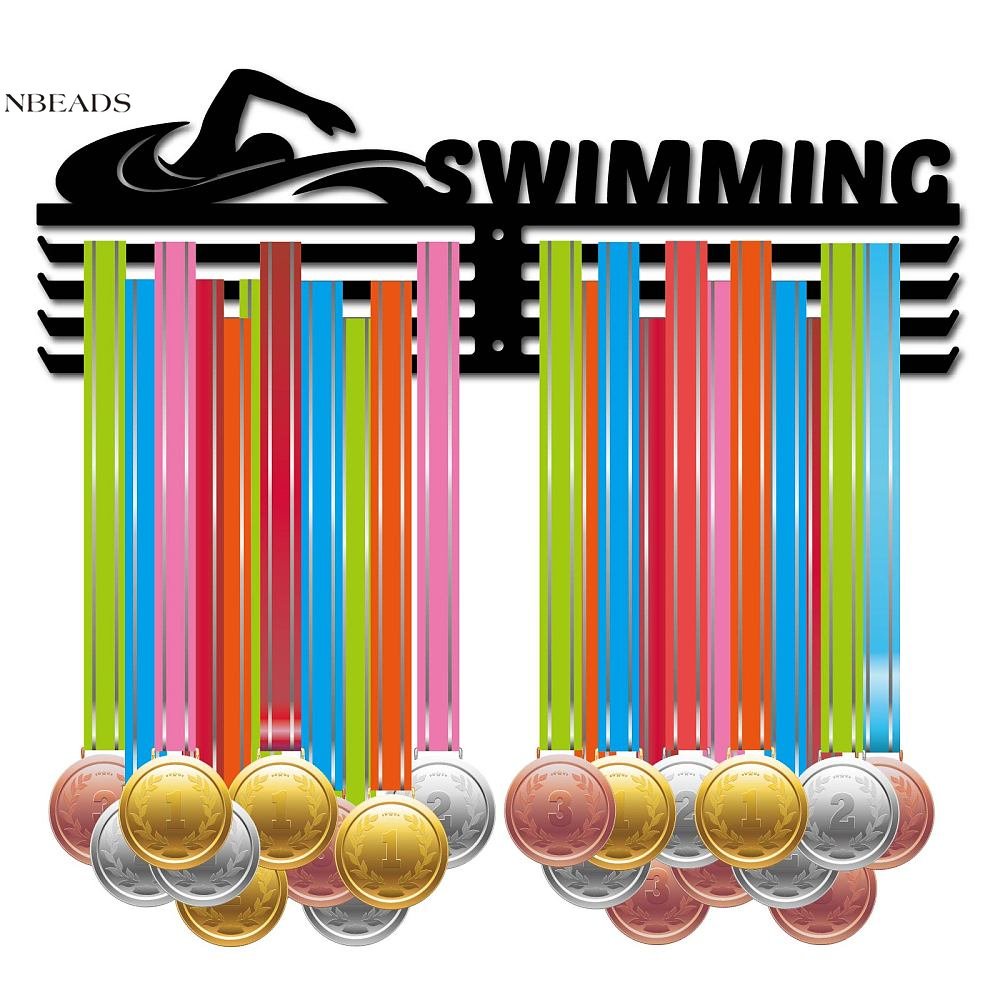 1 套游泳獎牌衣架展示運動獎牌架超過 60 多個獎牌獎鐵架架框架壁掛式懸掛,適用於獎牌獲得者跑步者足球體操馬拉松運動員