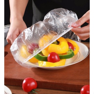 100pcs透明環保食品保鮮袋彈性矽膠蓋廚房食品保鮮密封真空袋