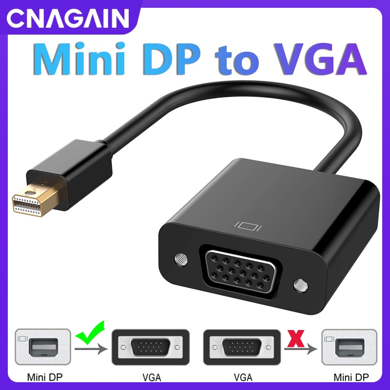 Cnagain Mini DisplayPort 轉 VGA,Mini DP 公頭顯示端口轉 VGA 母頭適配器兼容 M