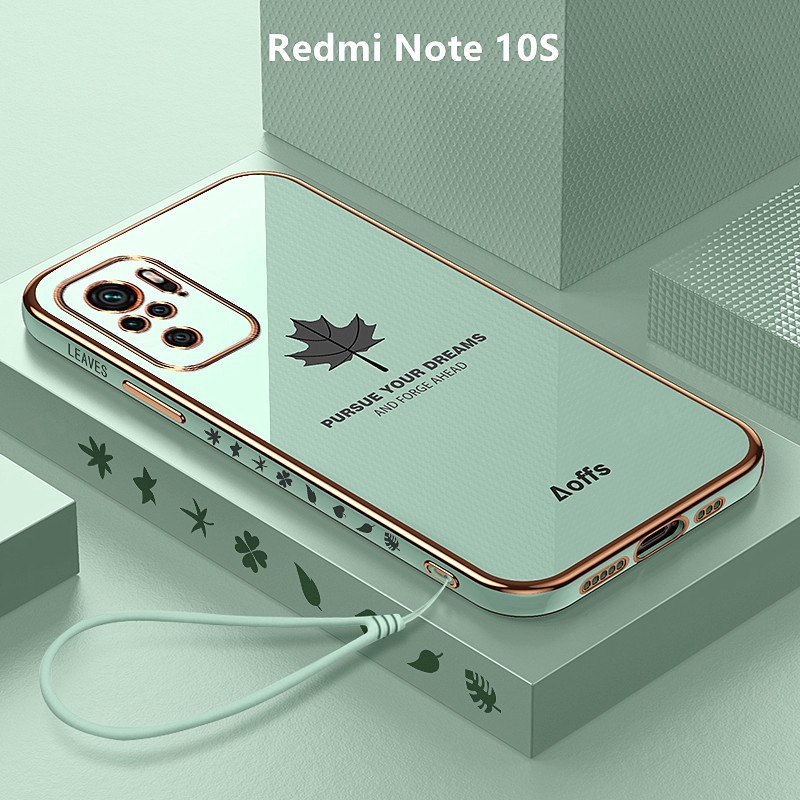 外殼 Redmi Note 10S 手機殼楓葉電鍍保護套軟 TPU 手機殼 Redmi Note 10S