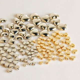 10個壓克力愛心串珠銀色直孔項鍊DIY手工耳環耳飾材料配件