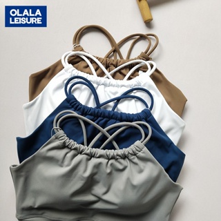 OLALA 防震一件式杯吊帶背心掛脖式瑜伽服運動內衣夏女健身上衣專業美背