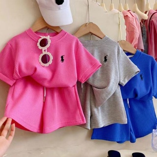 爆款 新款 韓國童裝男女童運動套裝洋氣時髦2023夏季兒童上衣短褲休閒兩件套