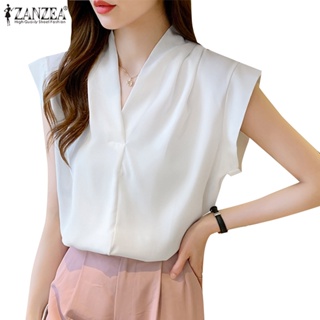 Zanzea 女式韓版時尚無袖 V 領吊帶背心派對晚裝純色襯衫
