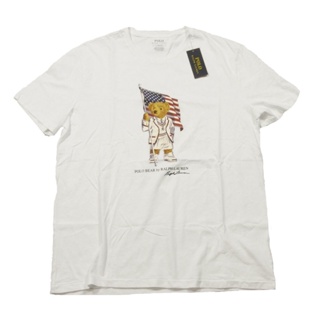 男士圓領 T 恤 Polo Ralph Lauren 男士白色美國馬球熊圖案 T 恤