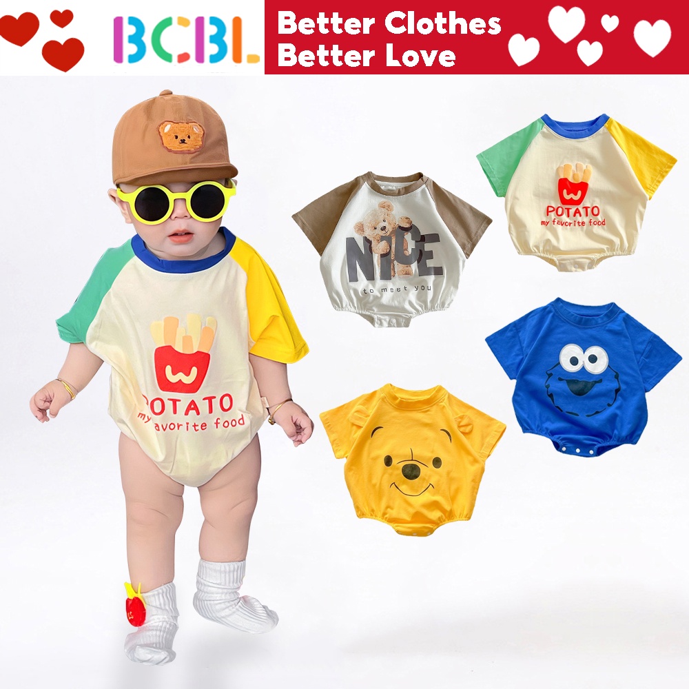 Bcbl 男嬰衣服寬鬆嬰兒連體衣炸薯條造型卡通夏季嬰兒連身衣